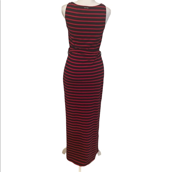 Miu Miu classic red & blue striped cotton dress w/a thin belt & sexy side slit. - Picture 4 of 10